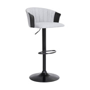 Light Gray and Black Fabric with Metal Swivel Adjustable Height Bar Chair