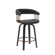 26" Black Faux Leather Swivel Counter Height Bar Chair