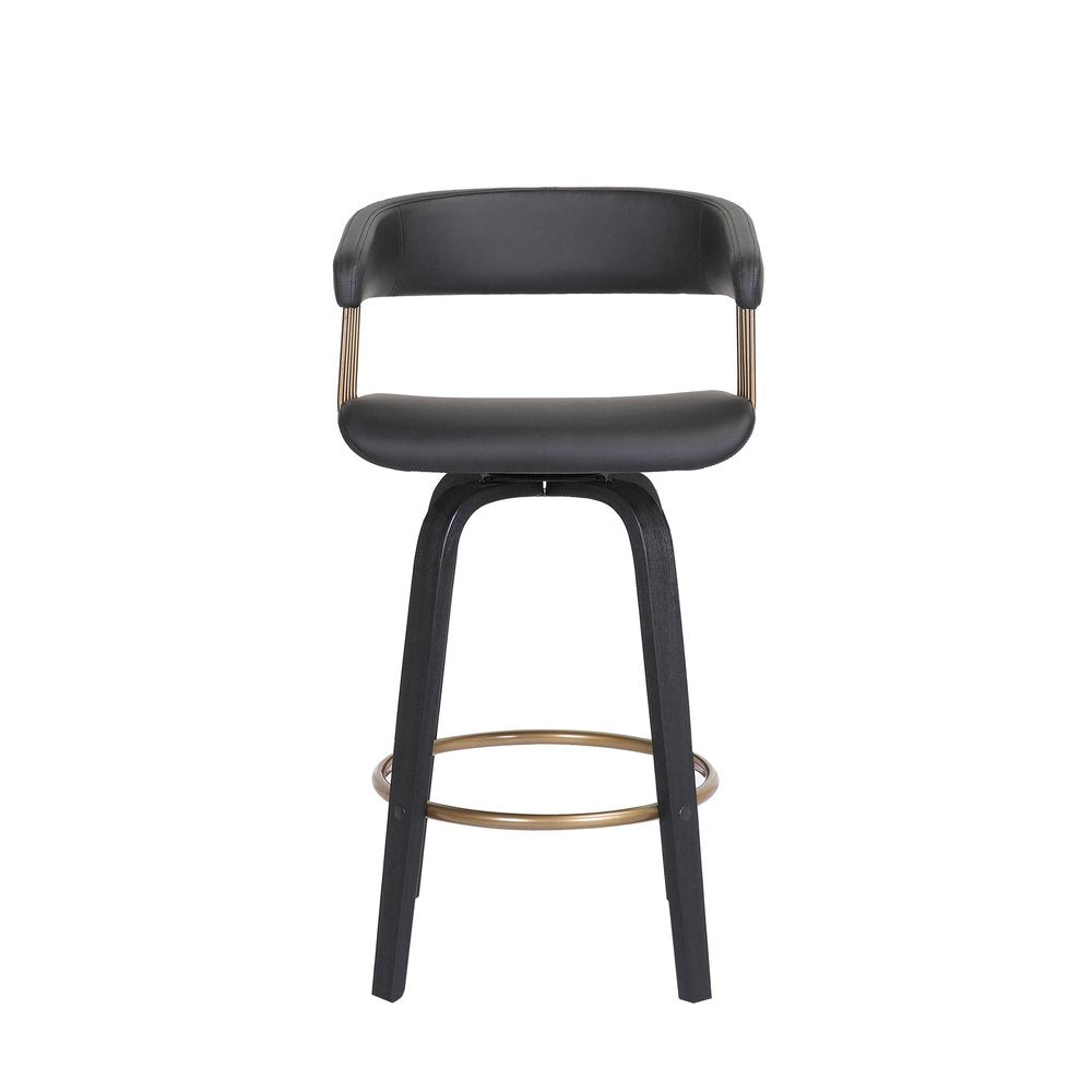 26" Black Faux Leather Swivel Counter Height Bar Chair