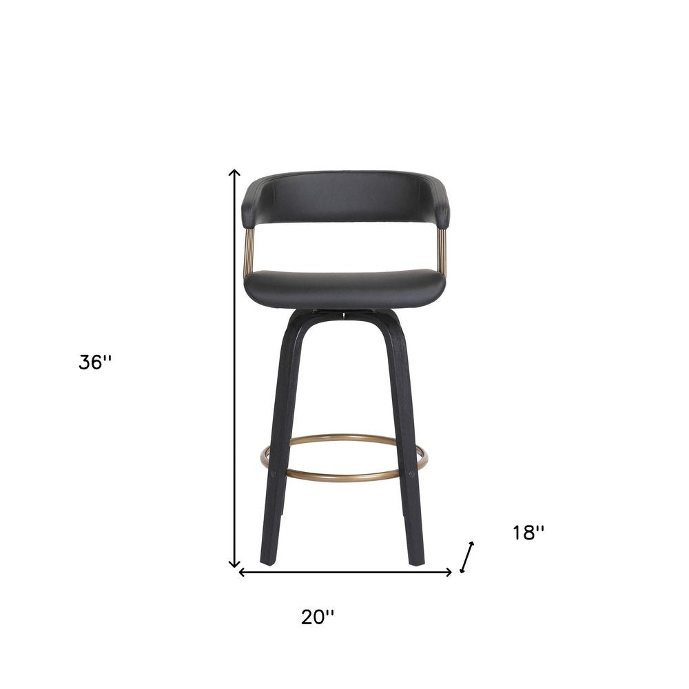26" Black Faux Leather Swivel Counter Height Bar Chair