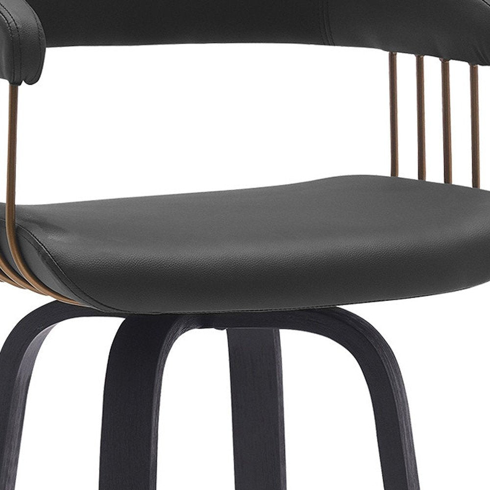 26" Black Faux Leather Swivel Counter Height Bar Chair
