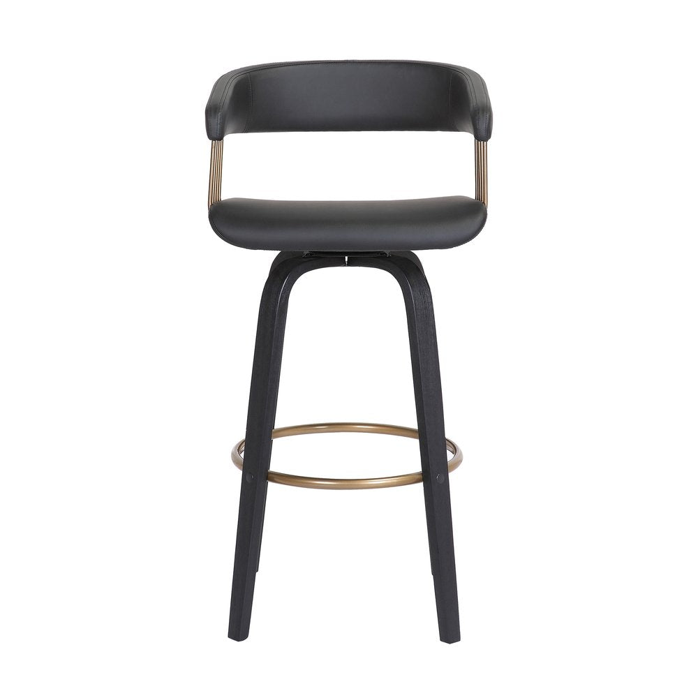 31" Black Faux Leather Swivel Bar Height Bar Chair