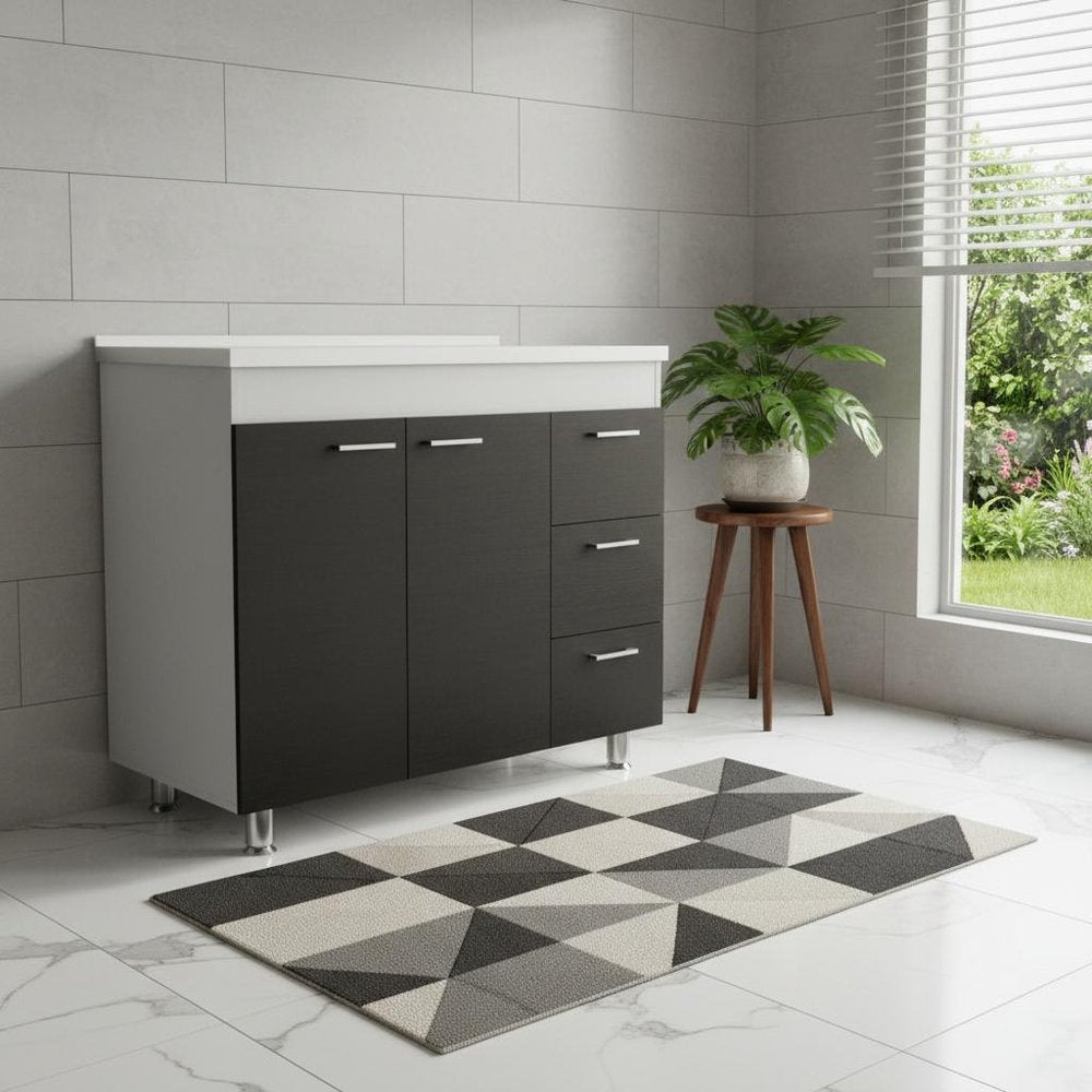 39" Black Wood Accent Cabinet With Four Doors And Three Drawers