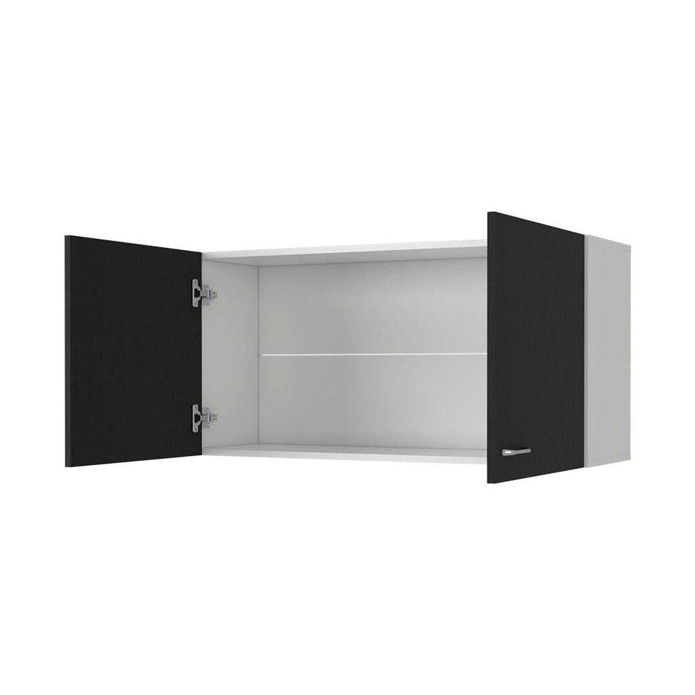 39" Black Wood Wall Mounted Accent Cabinet