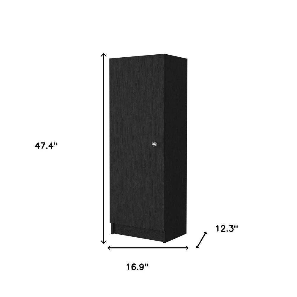47" Black Wood Pantry Or Storage Closet