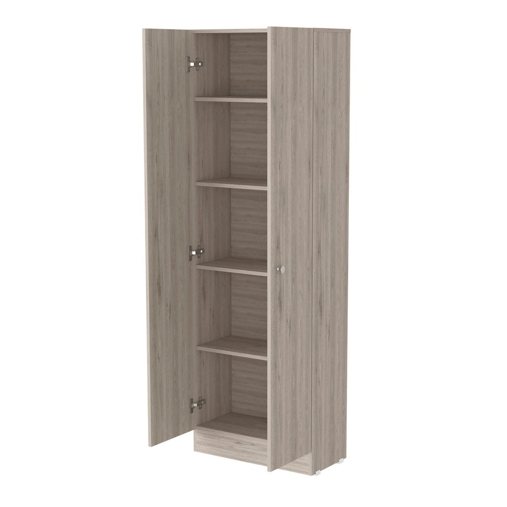71" Light Gray Wood Pantry Or Storage Closet