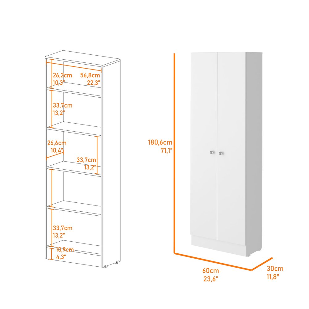 71" White Wood Pantry Or Storage Closet