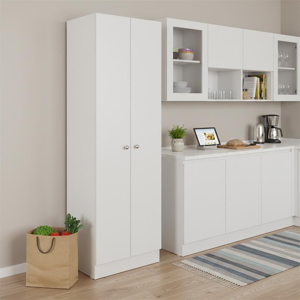 71" White Wood Pantry Or Storage Closet