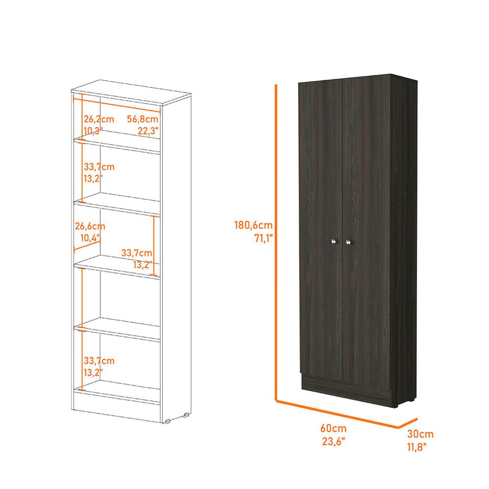 71" Espresso Wood Pantry Or Storage Closet