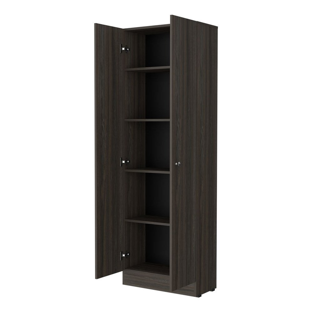 71" Espresso Wood Pantry Or Storage Closet