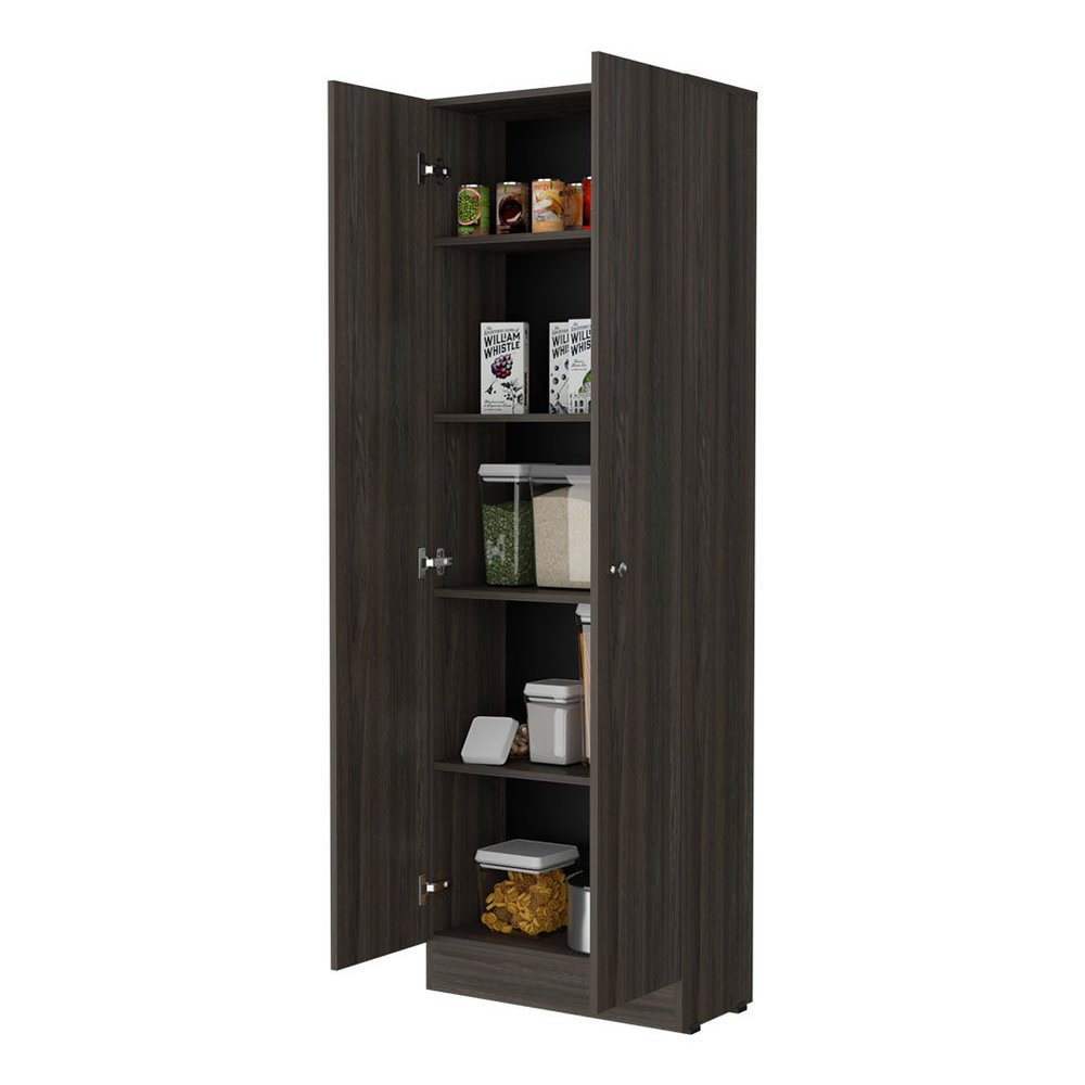71" Espresso Wood Pantry Or Storage Closet