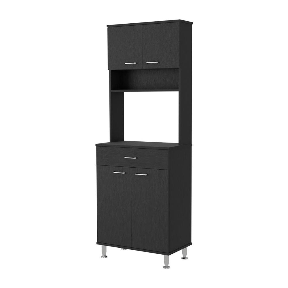 67" Black Wood Pantry Or Storage Closet
