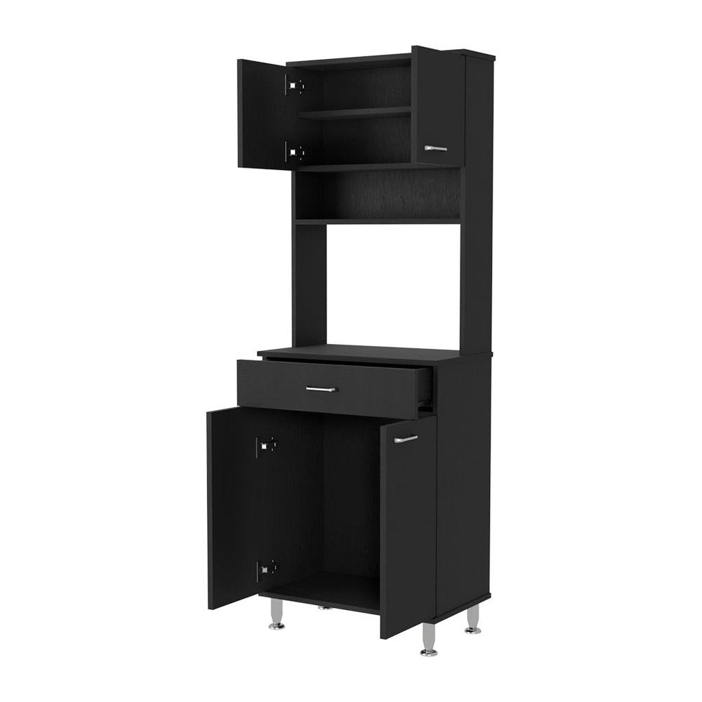 67" Black Wood Pantry Or Storage Closet