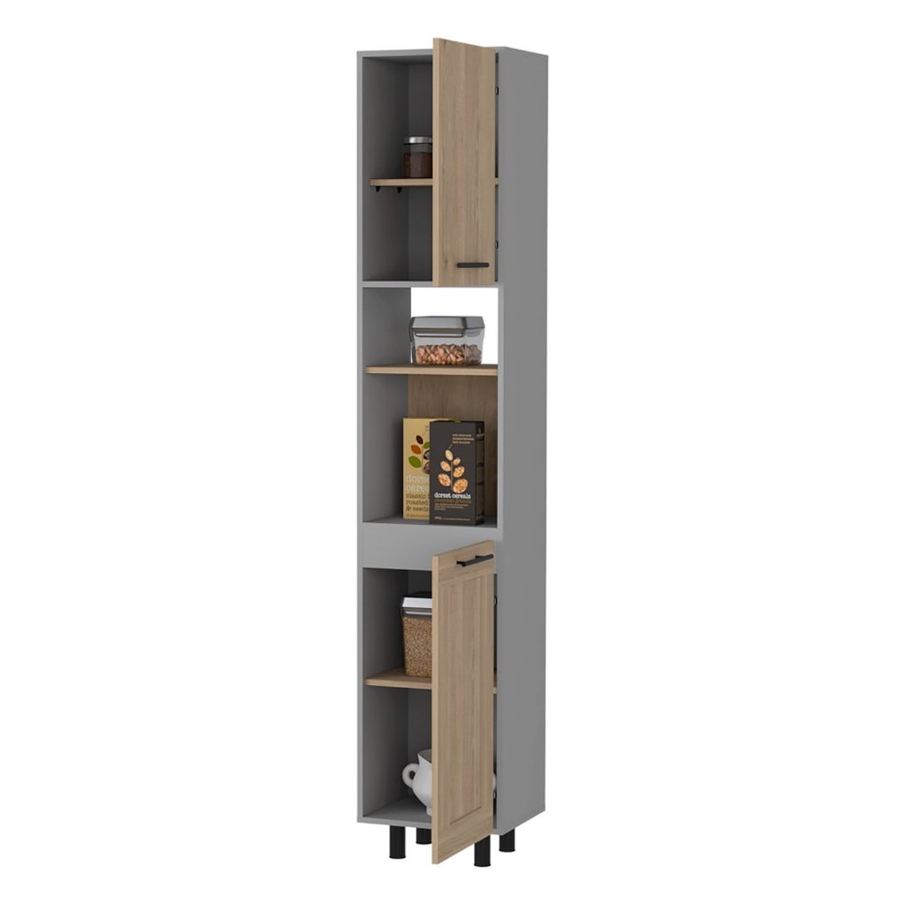 82" Gray Wood Pantry Or Storage Closet