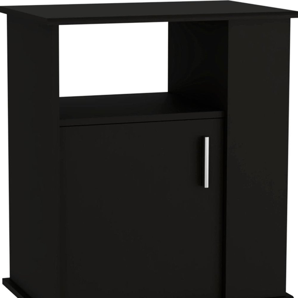 29" Black Wood Accent Cabinet With Single Door