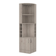 71" Light Gray Wood Corner Bar Cabinet With Two Doors