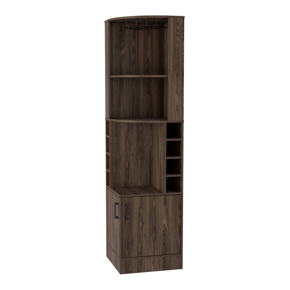 18" Walnut Wood Corner Bar Cabinet With Two Doors