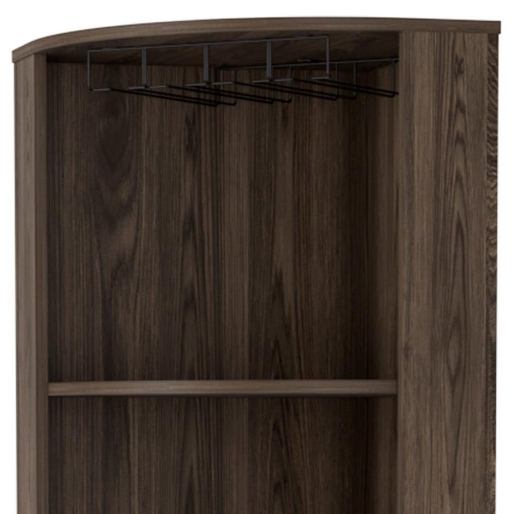 18" Walnut Wood Corner Bar Cabinet With Two Doors