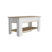 40" Oak and White Storage Bench with Flip Top