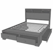 Queen Size Bed With Storage Drawers And Headboard - Brown Mix