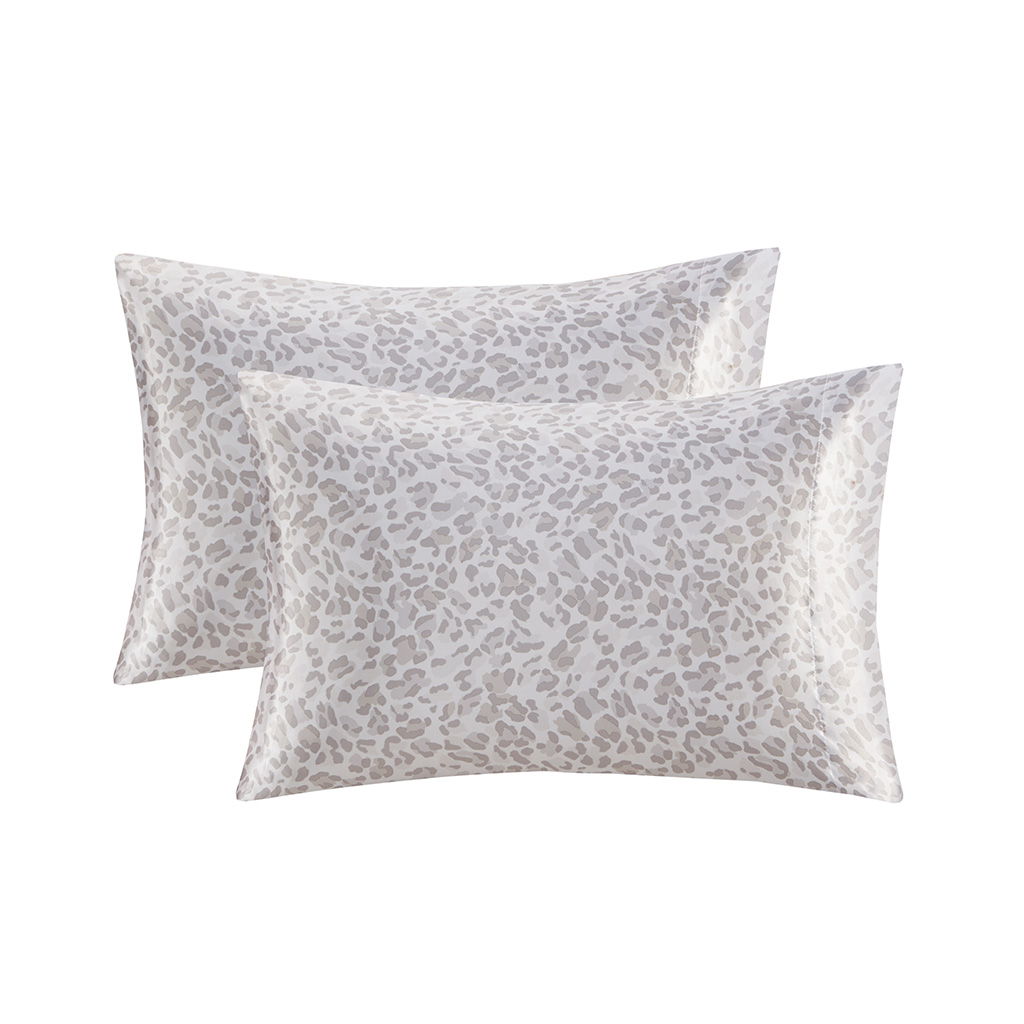 Printed Satin - Sheet Set - Taupe Leopard