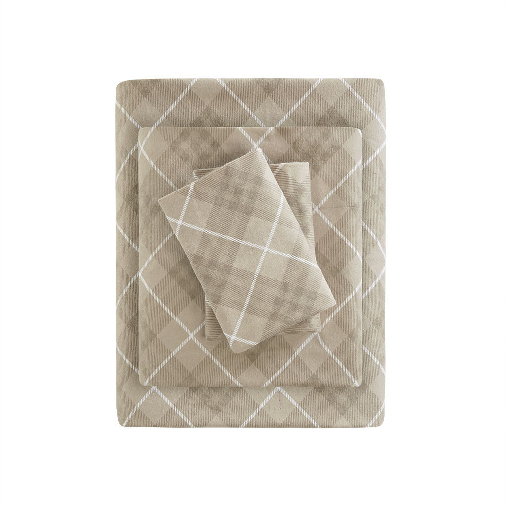 Cozy Flannel - Sheet Set - Tan Plaid