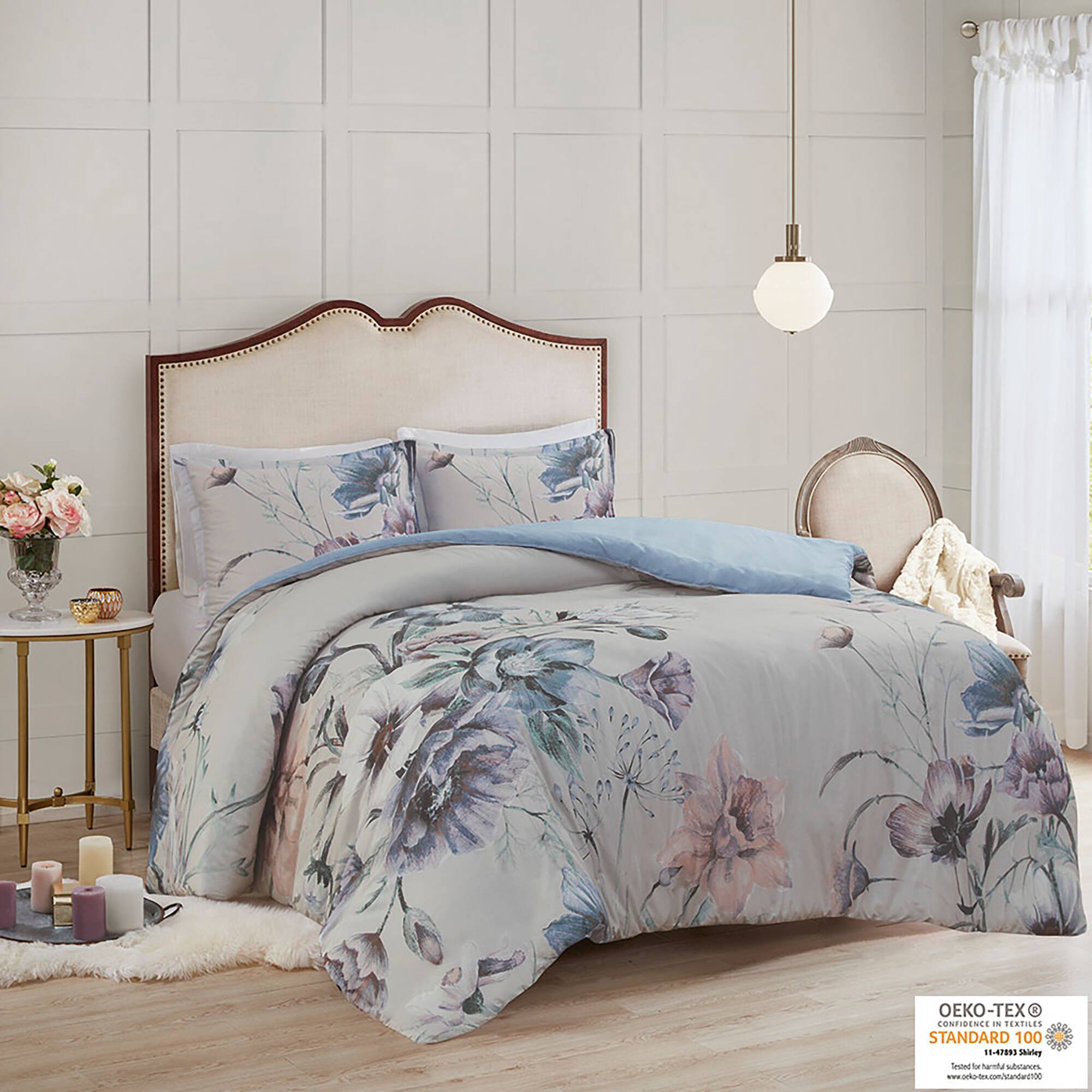 Cassandra - King 3 Piece Printed Duvet Cover Set - Blue