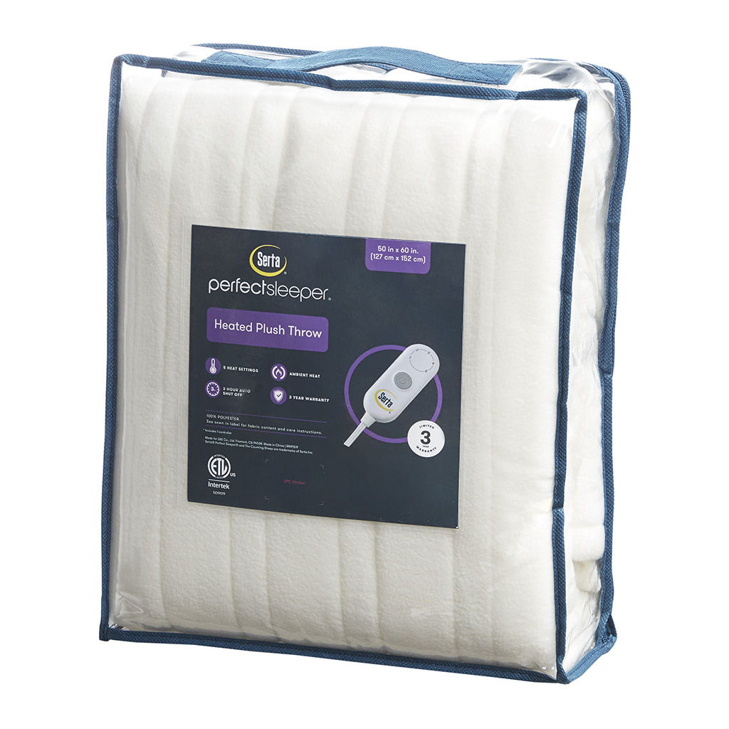Fleece to Sherpa - Heated Throw Extra Comfort - Ivory