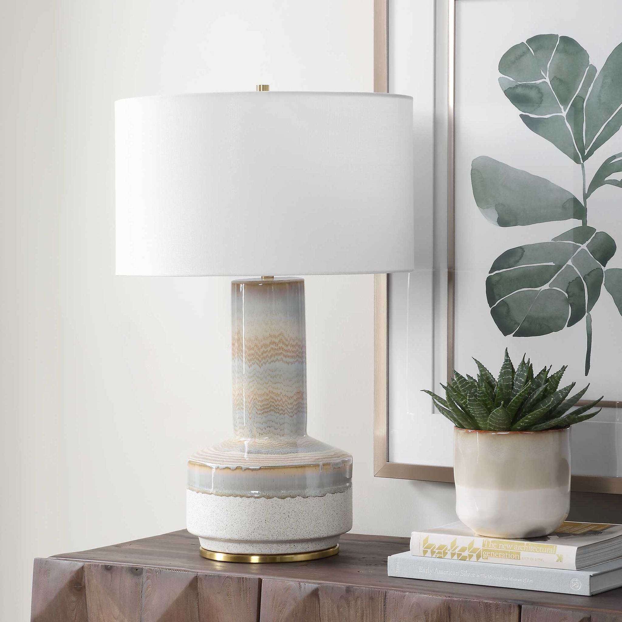 Armitage - Textured Table Lamp - Blue / Brown / Gray / White