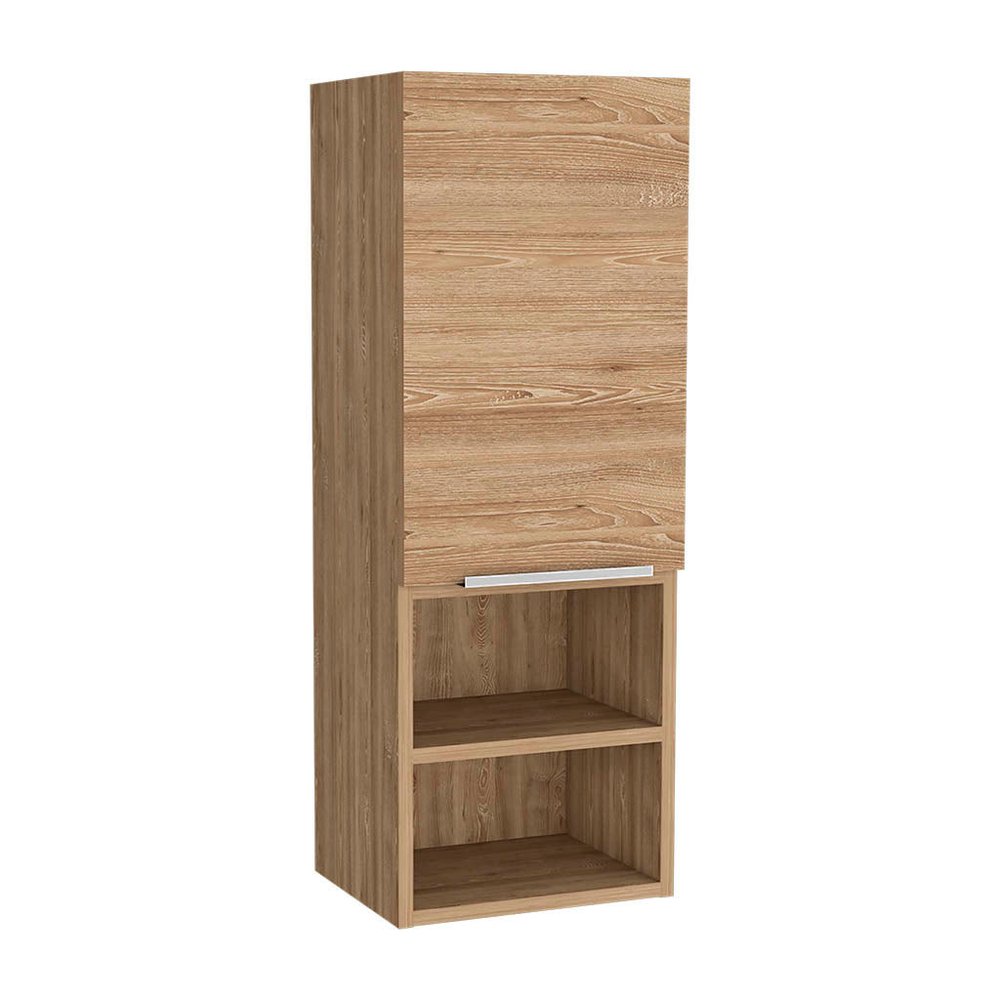 12" Natural Wood Floating Single Door Bathroom Vanity And Medicine Cabinet