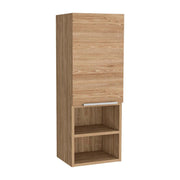 12" Natural Wood Floating Single Door Bathroom Vanity And Medicine Cabinet