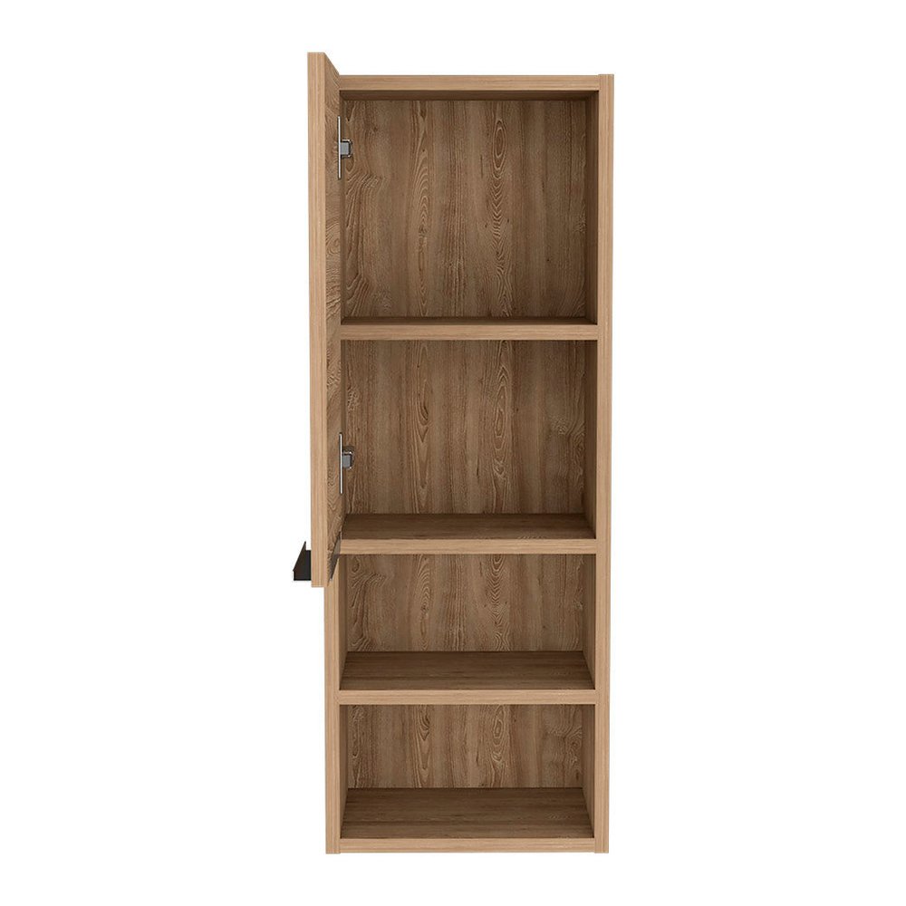 12" Natural Wood Floating Single Door Bathroom Vanity And Medicine Cabinet