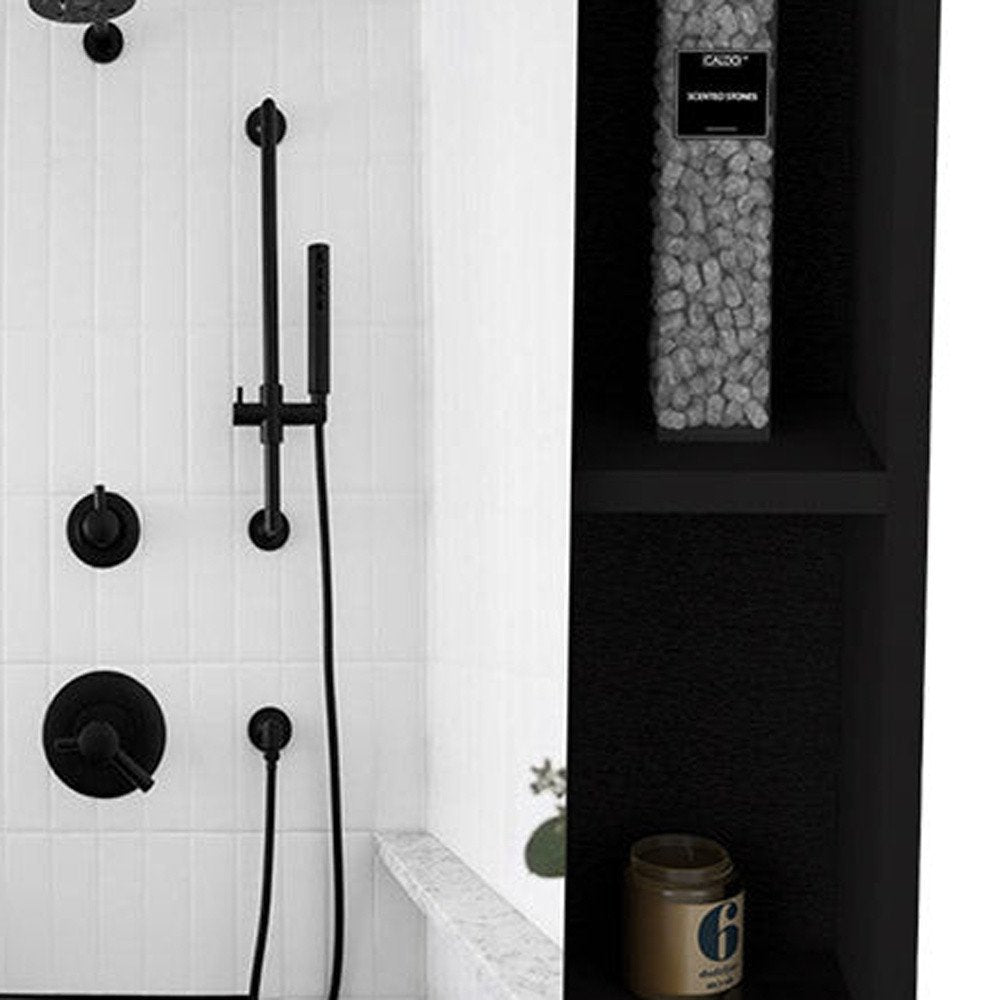 18" Black Wood Floating Single Door Bathroom Vanity And Medicine Cabinet