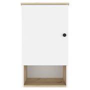 16" Natural Wood Floating Single Door Bathroom Vanity And Medicine Cabinet