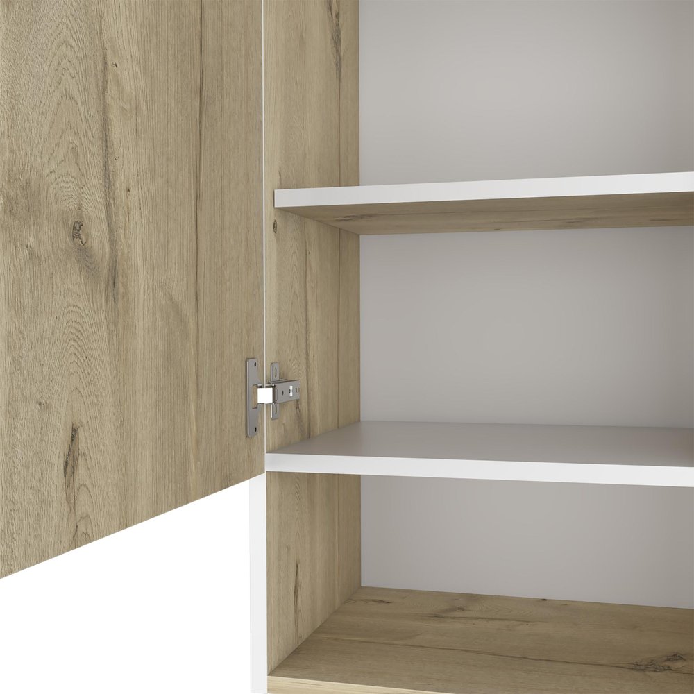 16" Natural Wood Floating Single Door Bathroom Vanity And Medicine Cabinet