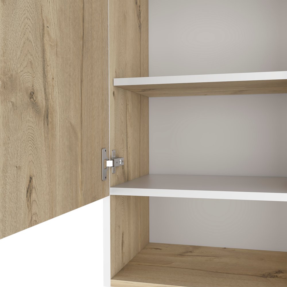 16" Natural Wood Floating Single Door Bathroom Vanity And Medicine Cabinet