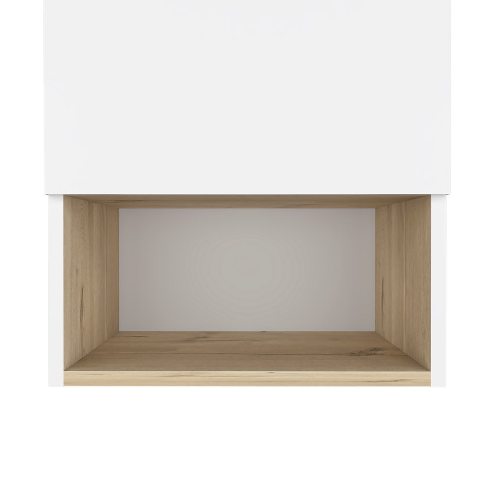 16" Natural Wood Floating Single Door Bathroom Vanity And Medicine Cabinet