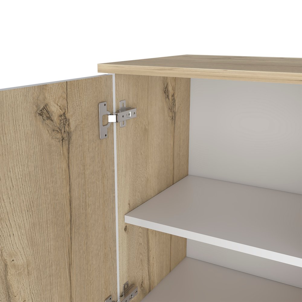 16" Natural Wood Floating Single Door Bathroom Vanity And Medicine Cabinet