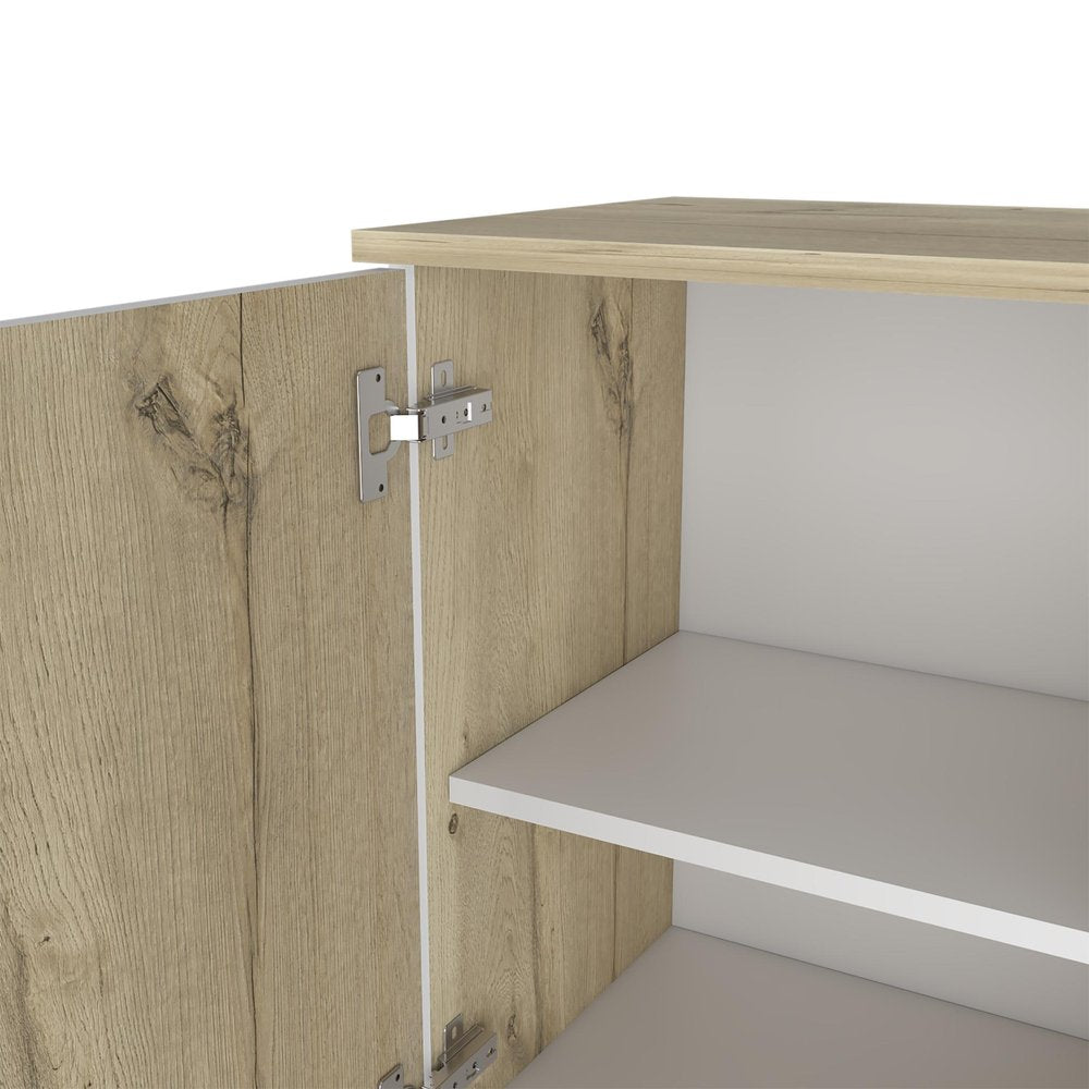 16" Natural Wood Floating Single Door Bathroom Vanity And Medicine Cabinet