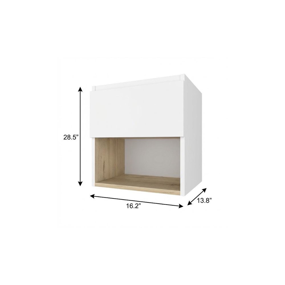 16" Natural Wood Floating Single Door Bathroom Vanity And Medicine Cabinet