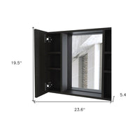 24" Black Wood Wall Mounted Double Door Medicine Cabinet