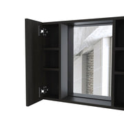 24" Black Wood Wall Mounted Double Door Medicine Cabinet