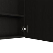 24" Black Wood Floating Single Door Bathroom Vanity And Medicine Cabinet With Mirror
