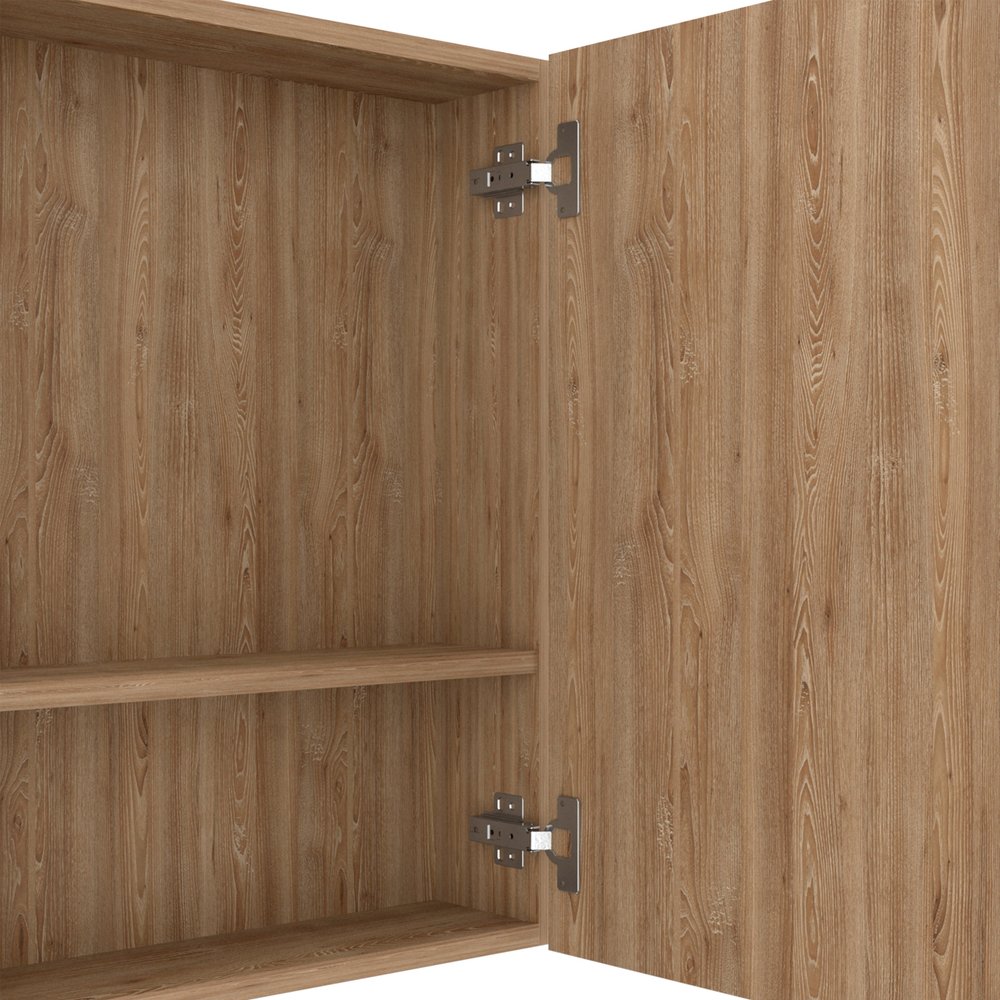 24" Natural Wood Wall Mounted Double Door Medicine Cabinet