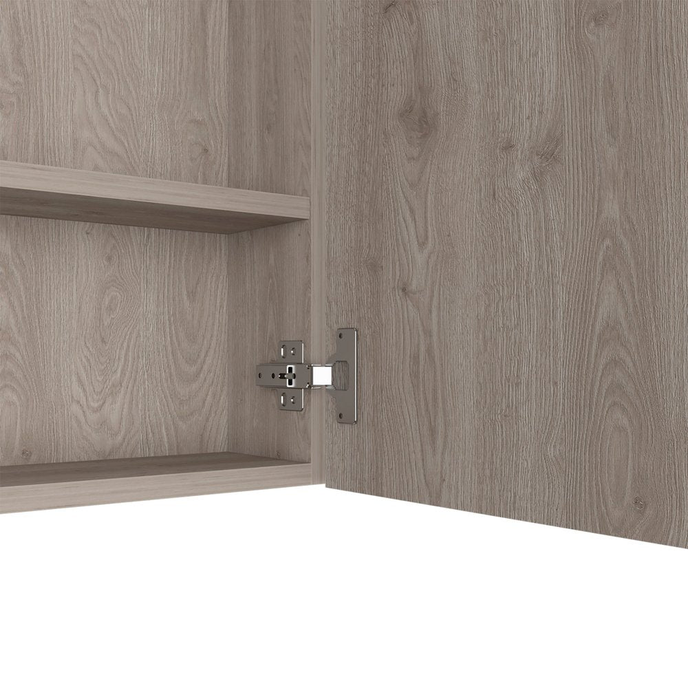 24" Light Gray Wood Floating Single Door Bathroom Vanity And Medicine Cabinet With Mirror