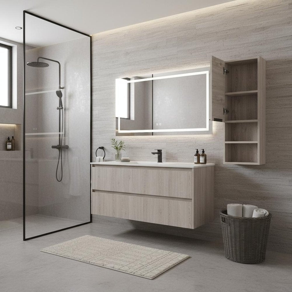 12" Light Gray Wood Wall Mounted Single Door Medicine Cabinet