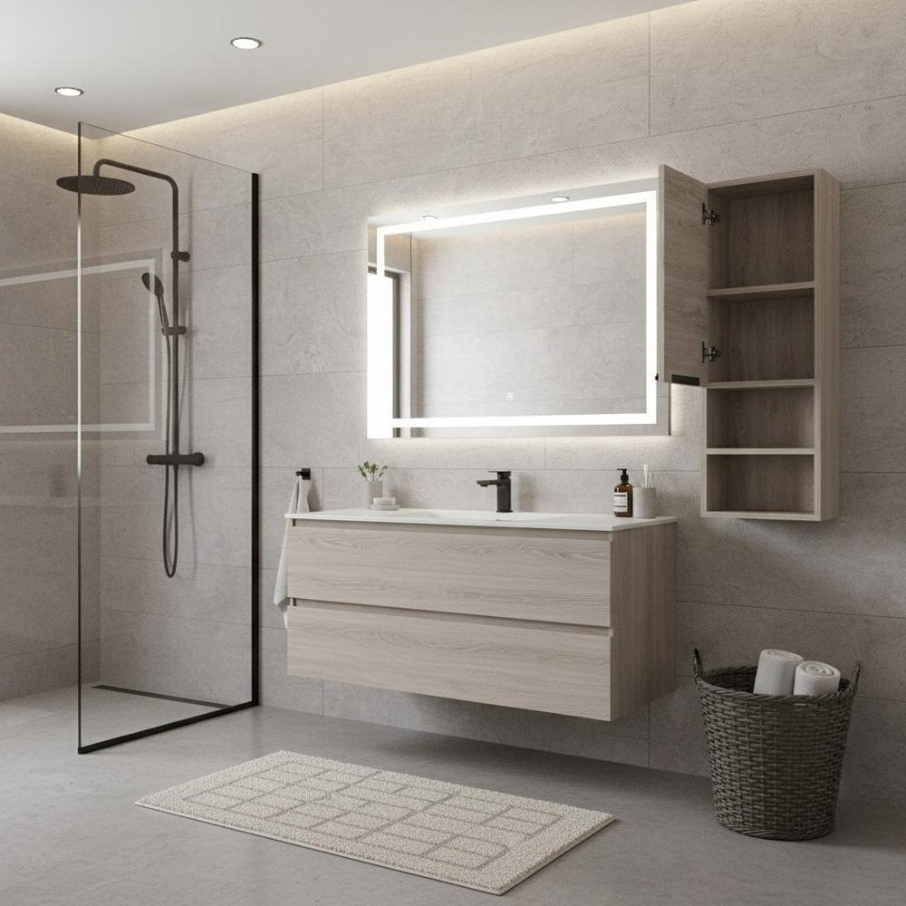 12" Light Gray Wood Wall Mounted Single Door Medicine Cabinet