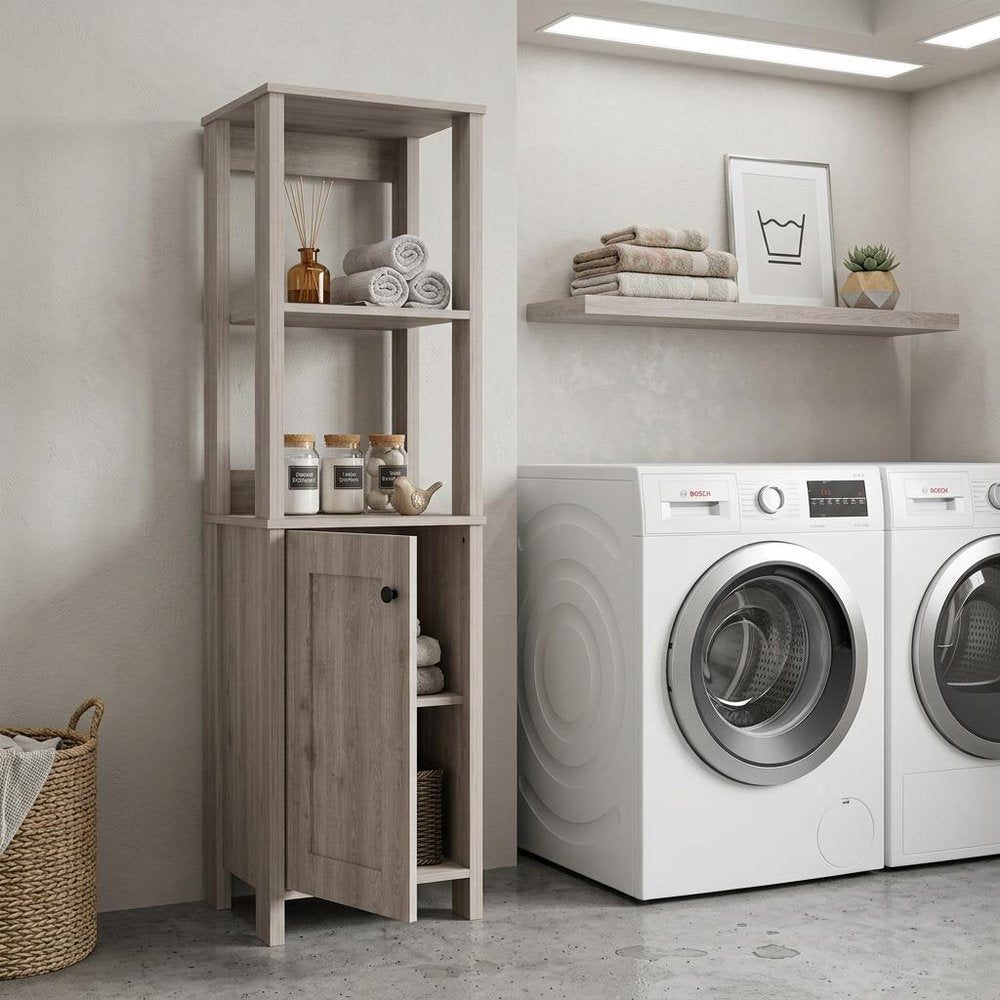 16" Light Gray Wood Freestanding Single Door Bathroom Vanity