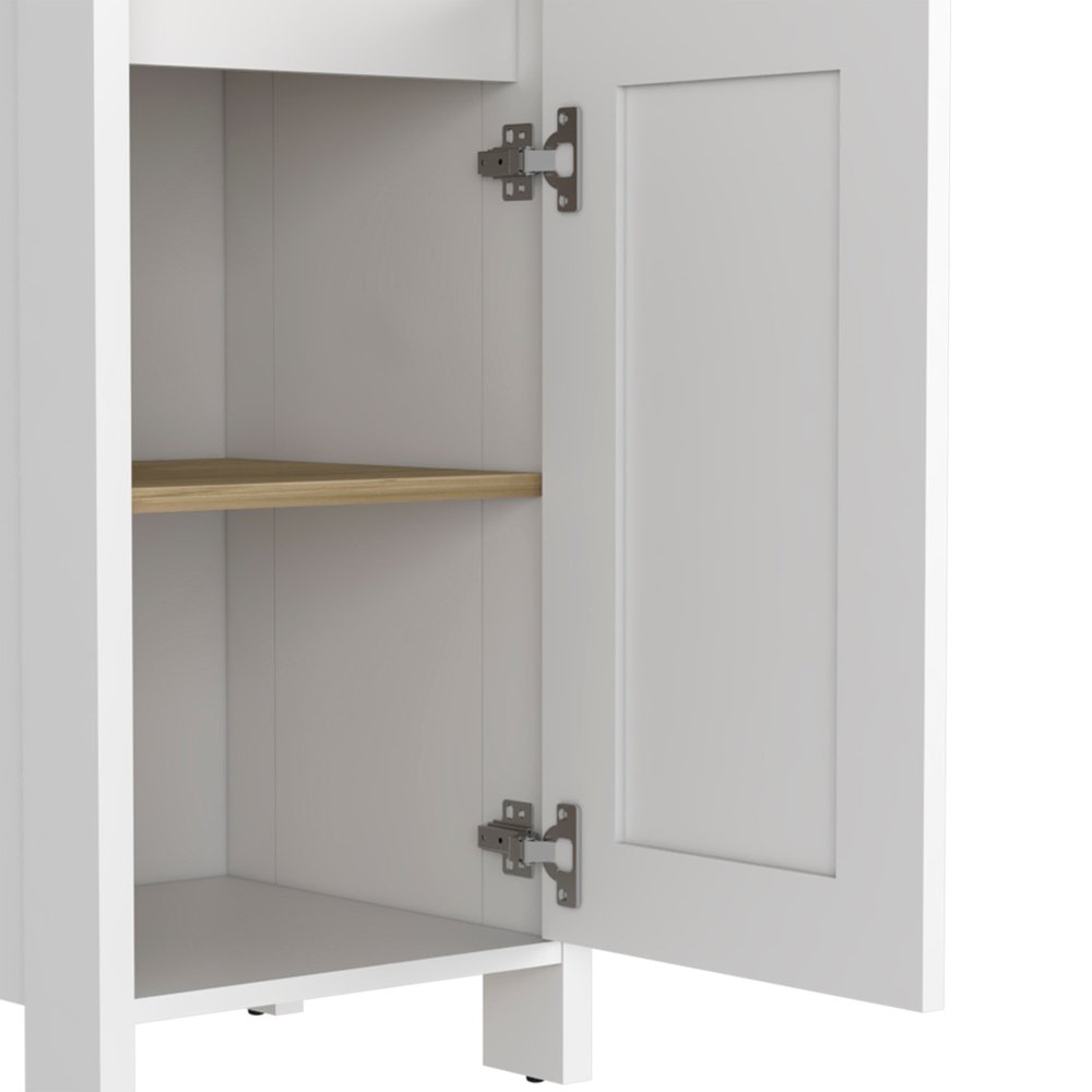 16" White Wood Freestanding Single Door Bathroom Vanity