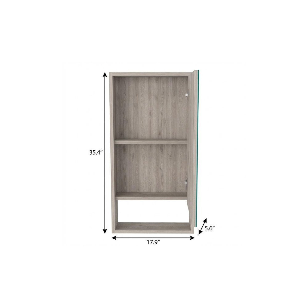 18" Light Gray Wood Floating Single Door Bathroom Vanity And Medicine Cabinet With Mirror